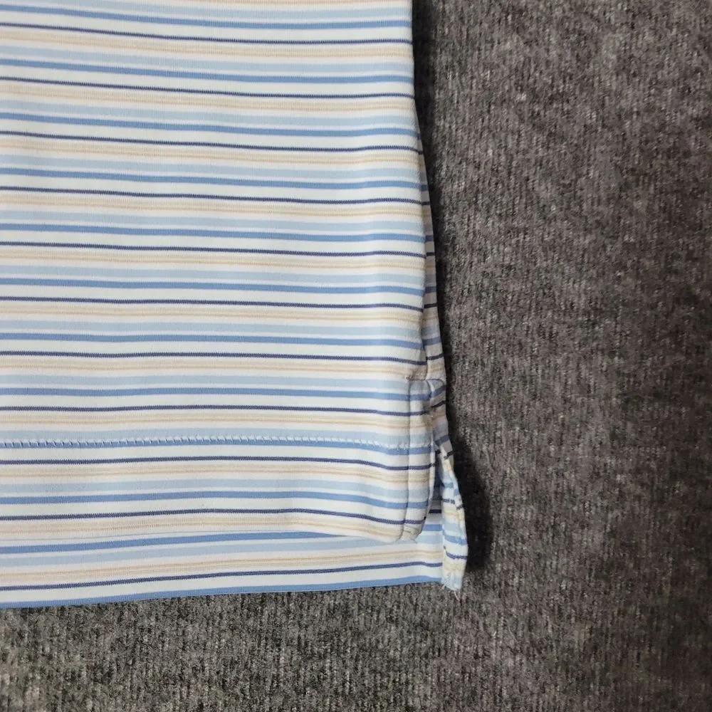 Peter Millar Casely Polo Shirt Mens Sz XL Blue Stripe Short Sleeve Crown Crafted